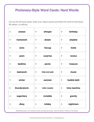 Pictionary-Style Word Cards: Hard Words