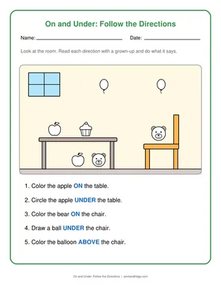 On and Under: Follow the Directions