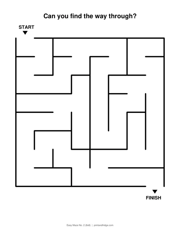 Easy Maze No. 2 (8x8) printable maze