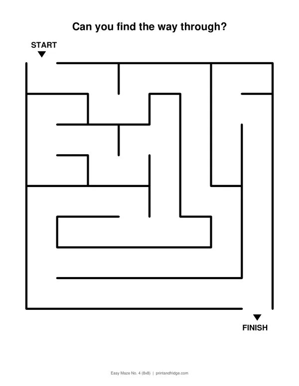 Easy Maze No. 4 (8x8) printable maze