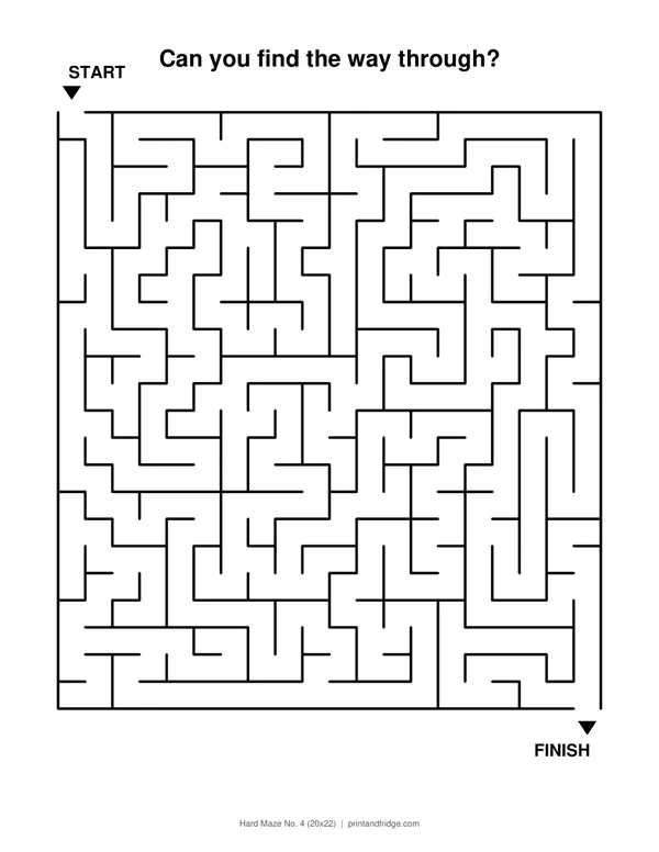 Hard Maze No. 4 (20x22) printable maze