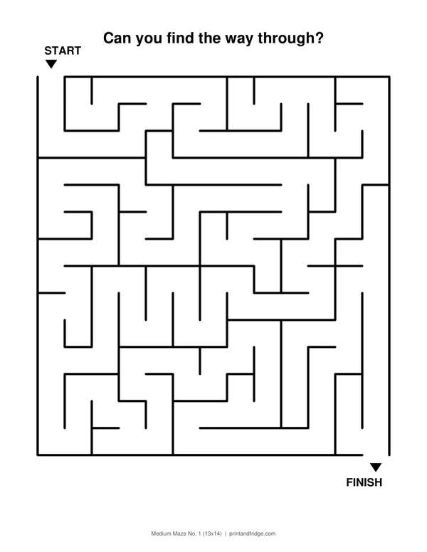 Medium Maze No. 1 (13x14) printable maze