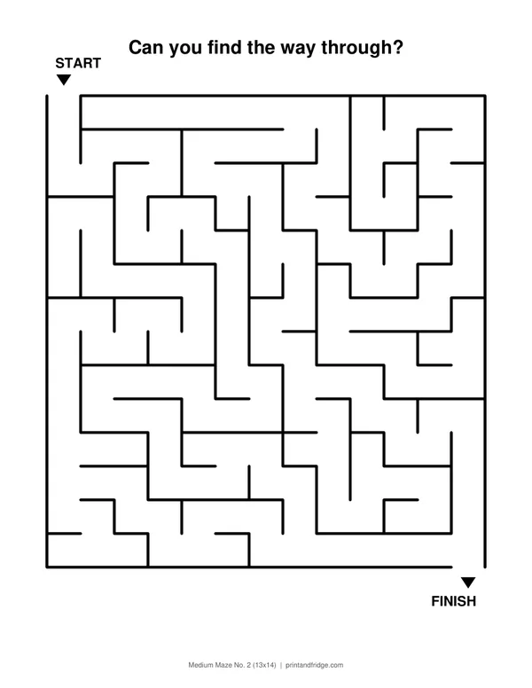 Medium Maze No. 2 (13x14) printable maze
