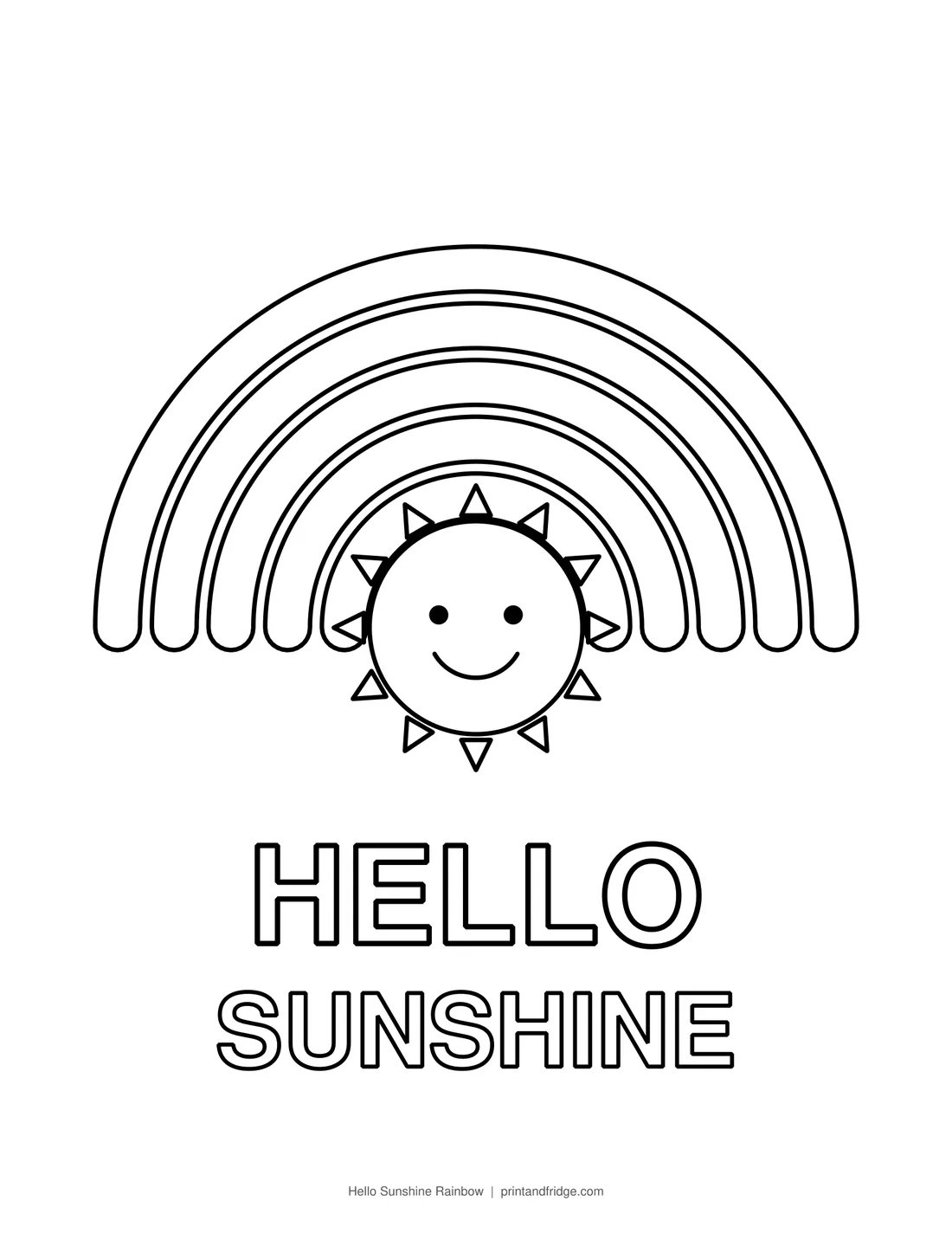 Hello Sunshine Rainbow printable coloring page