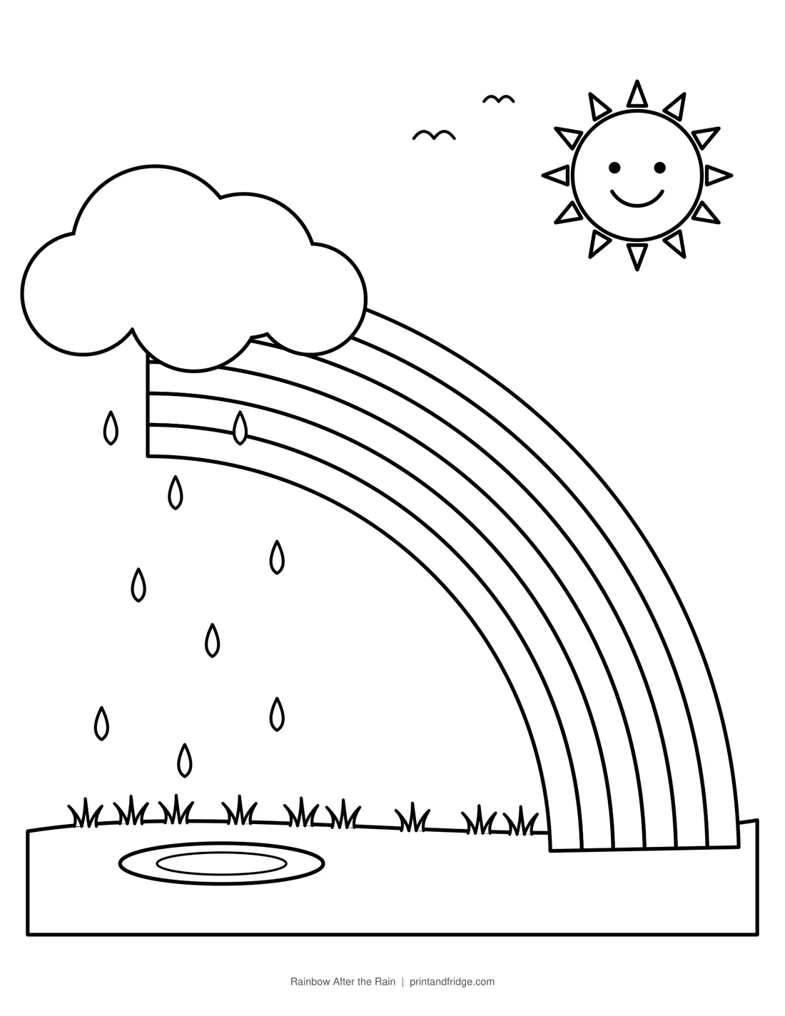Rainbow After the Rain printable coloring page