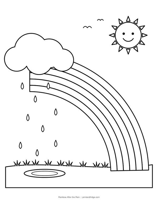 Rainbow After the Rain printable coloring page