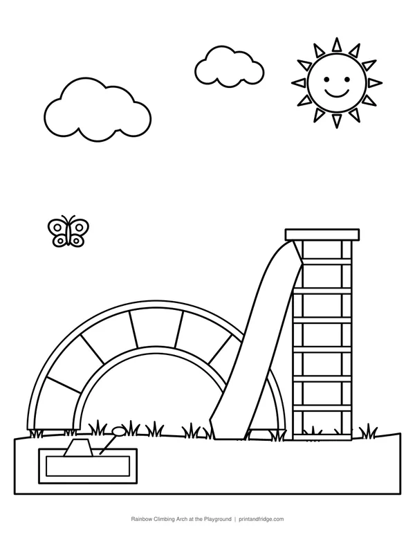 Rainbow Climbing Arch at the Playground coloring page