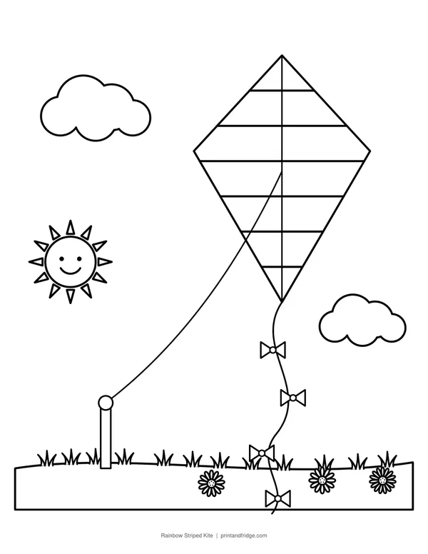 Rainbow Striped Kite coloring page