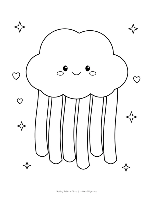 Smiling Rainbow Cloud coloring page