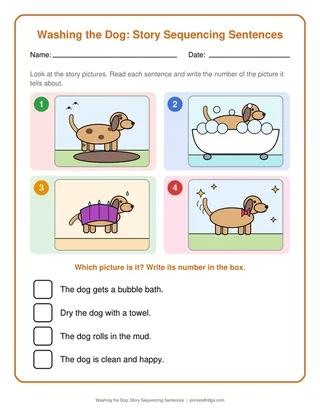 Washing the Dog: Story Sequencing Sentences