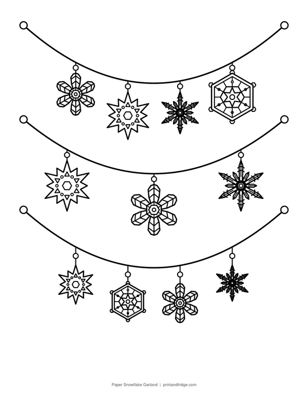 Paper Snowflake Garland printable coloring page