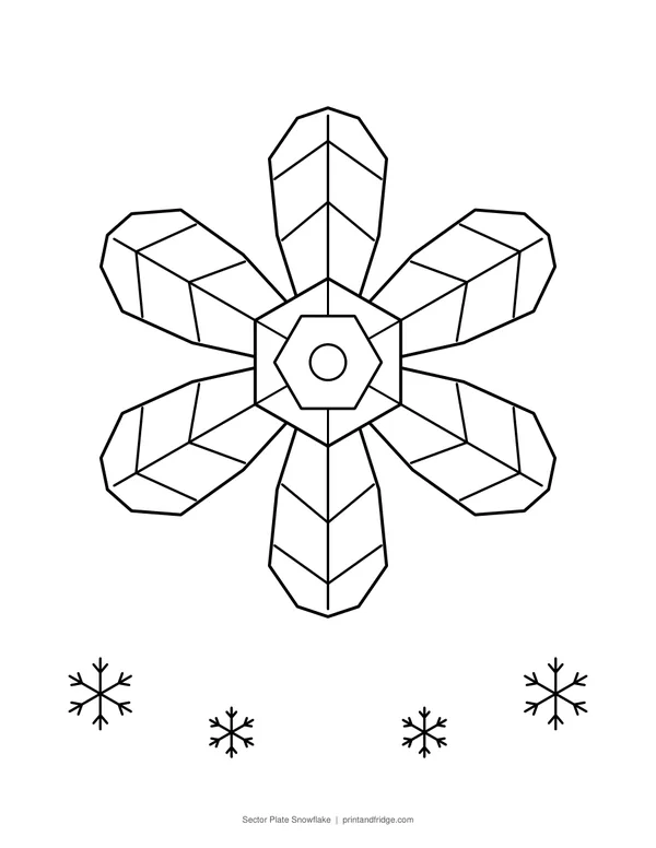 Sector Plate Snowflake printable coloring page