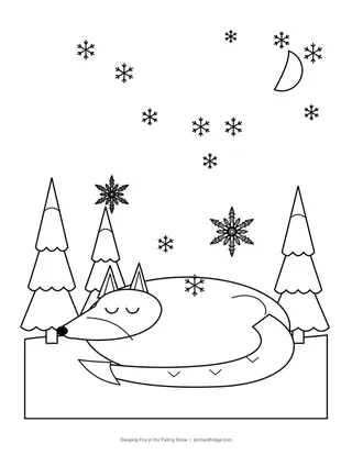 Sleeping Fox in the Falling Snow