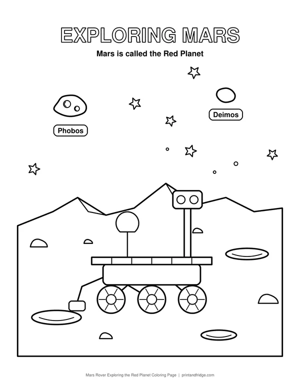 Mars Rover Exploring the Red Planet Coloring Page printable coloring page