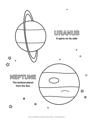 Uranus and Neptune Ice Giants Coloring Page