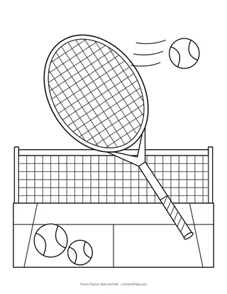 Tennis Racket, Balls and Net