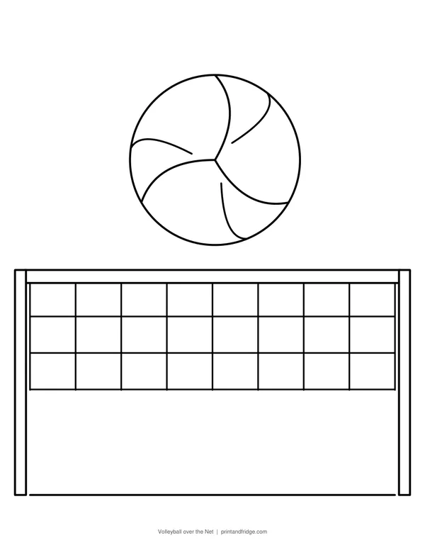 Volleyball over the Net printable coloring page