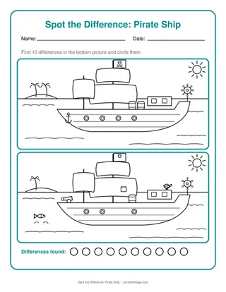 Spot the Difference: Pirate Ship