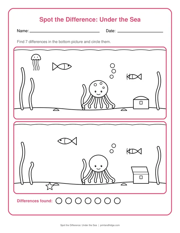 Spot the Difference Printables