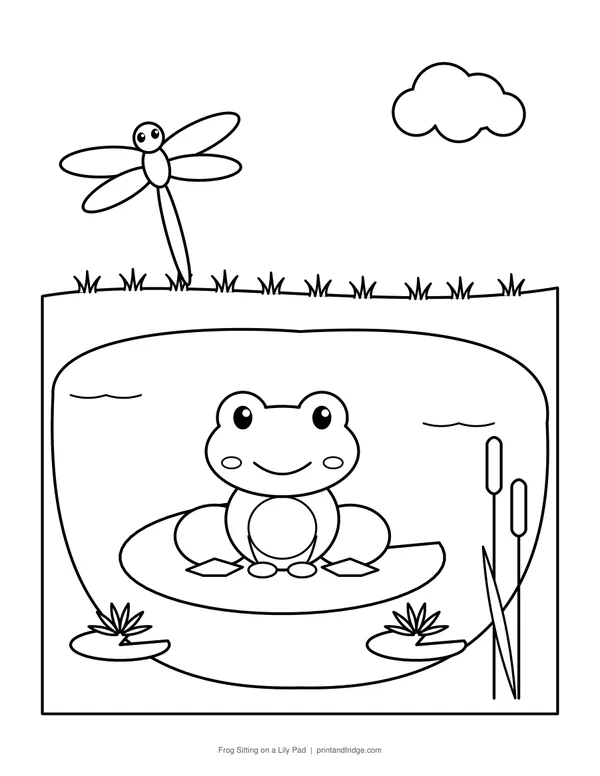 Frog Sitting on a Lily Pad printable coloring page