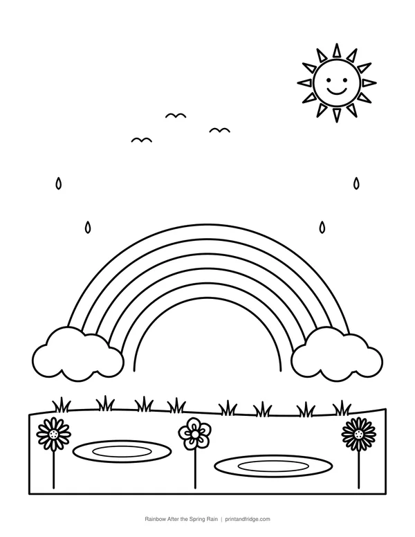 Rainbow After the Spring Rain printable coloring page