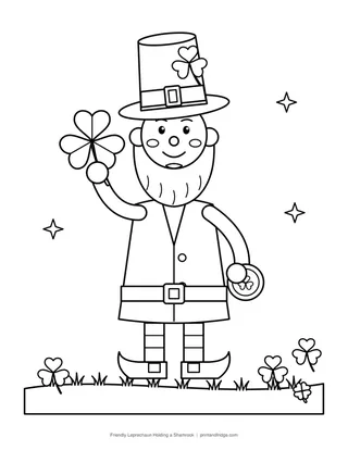 Friendly Leprechaun Holding a Shamrock
