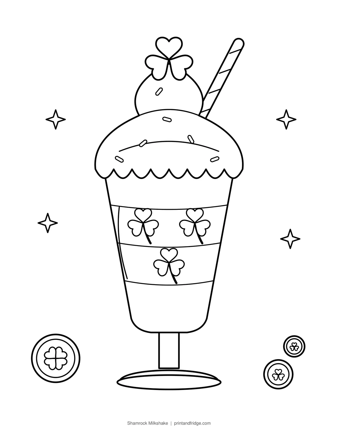 Shamrock Milkshake printable coloring page