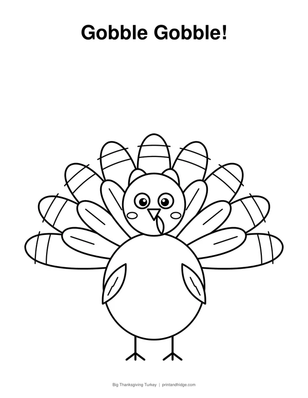 Big Thanksgiving Turkey printable coloring page