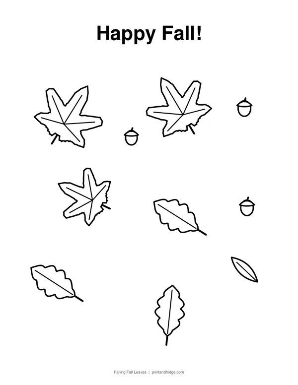 Falling Fall Leaves printable coloring page