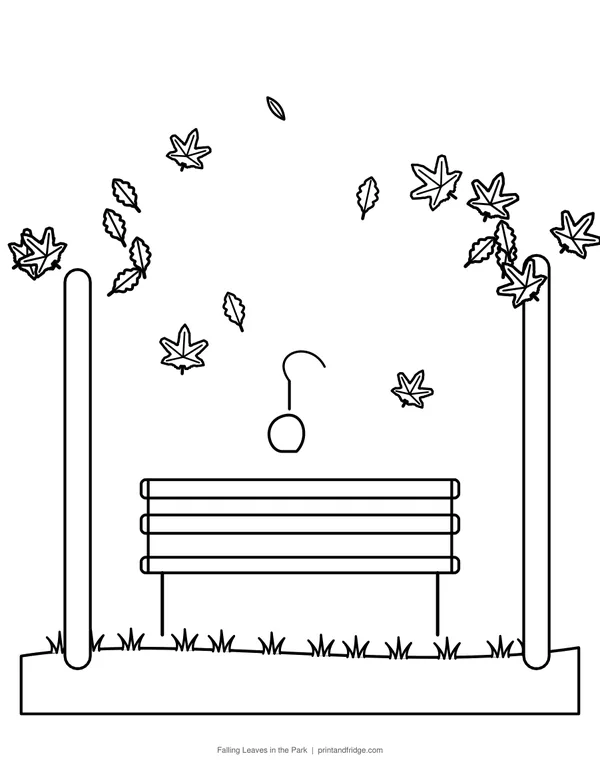Falling Leaves in the Park printable coloring page