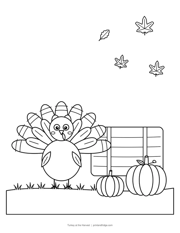 Turkey at the Harvest printable coloring page