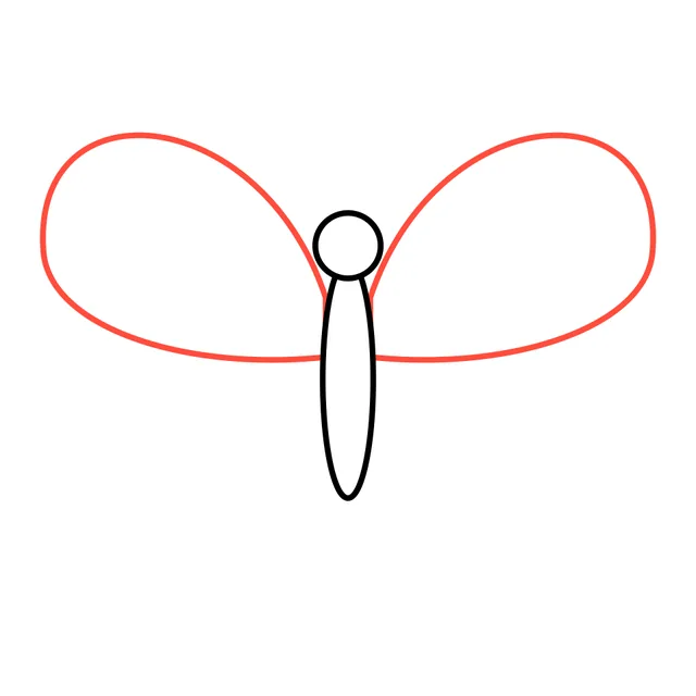 butterfly drawing, step 2