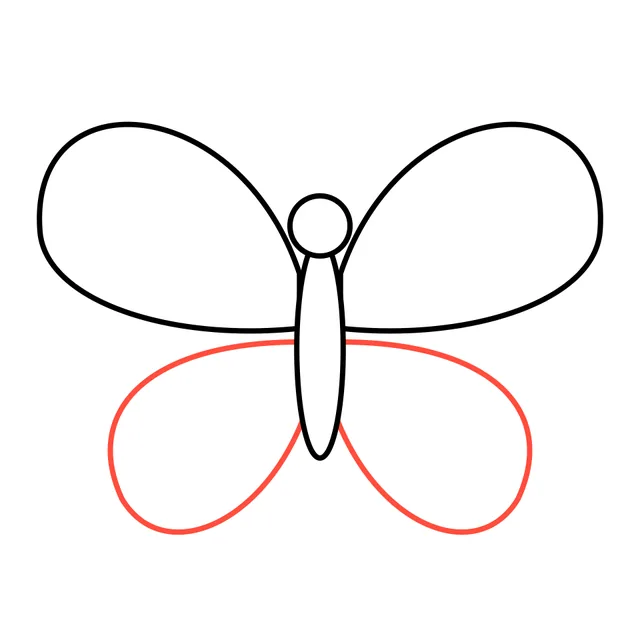 butterfly drawing, step 3