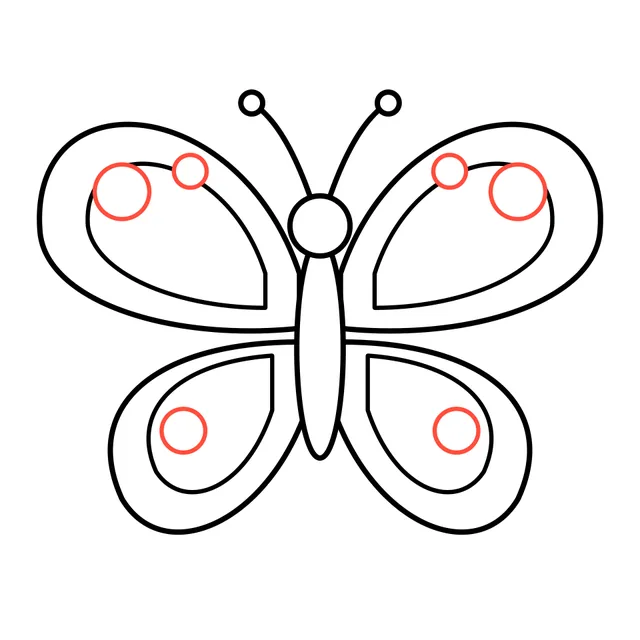 butterfly drawing, step 6