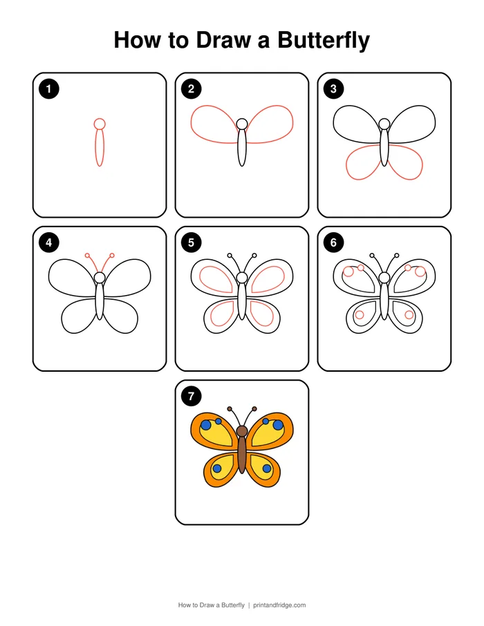 how to draw a butterfly printable worksheet