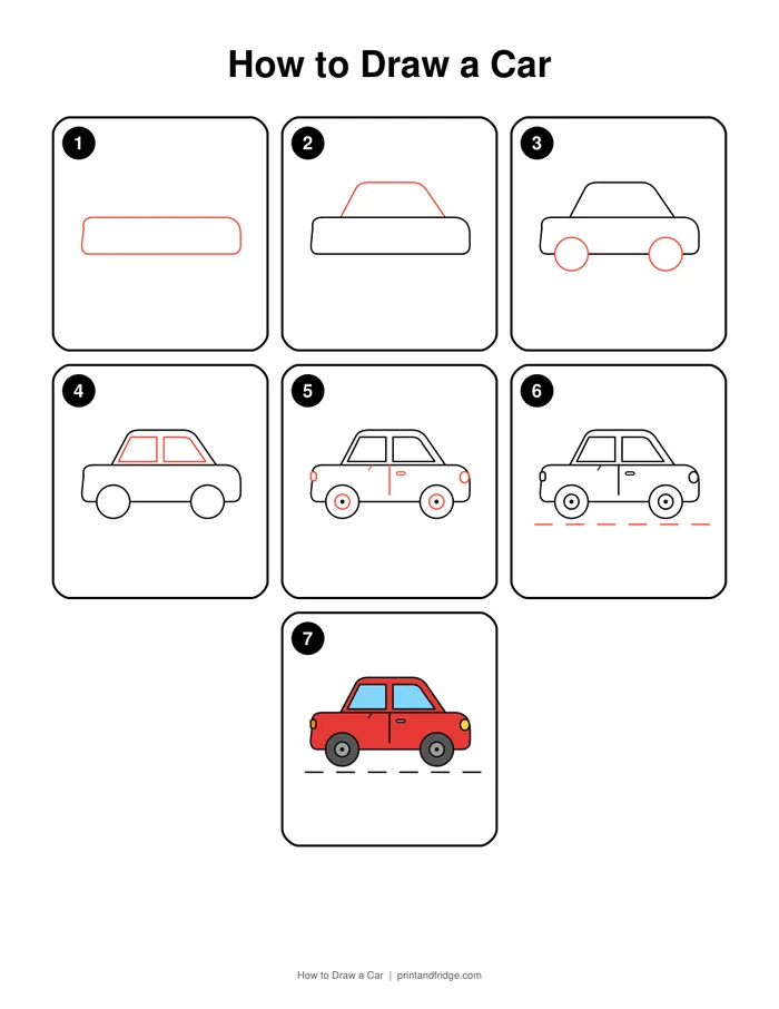 how to draw a car printable worksheet