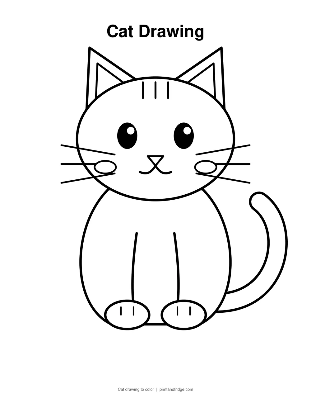 cat drawing printable to color