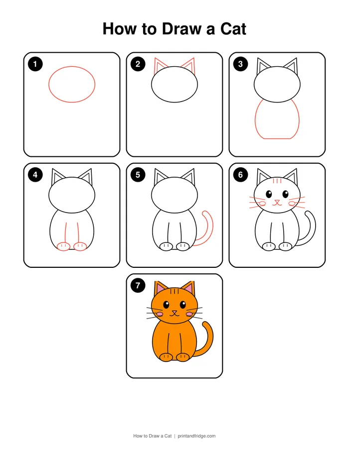how to draw a cat printable worksheet
