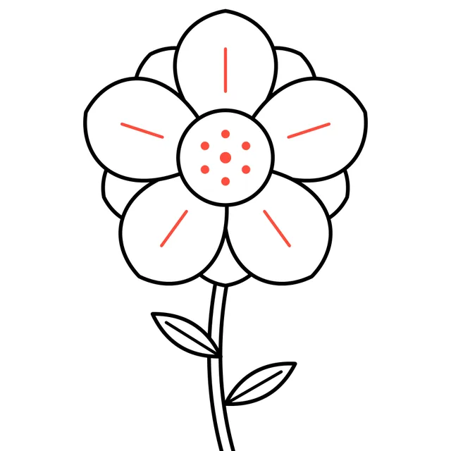 flower drawing, step 6