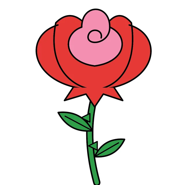 rose drawing colored in