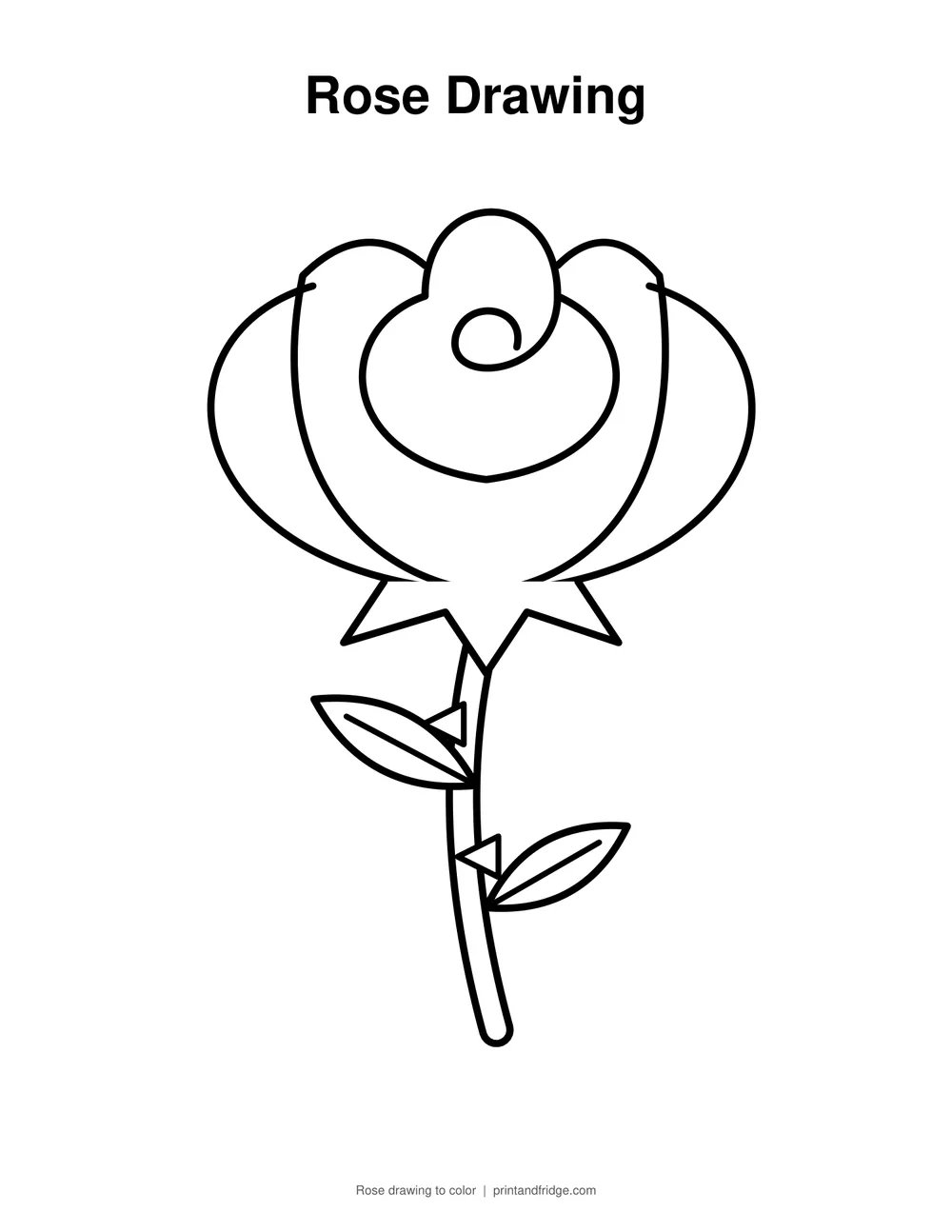 rose drawing printable to color