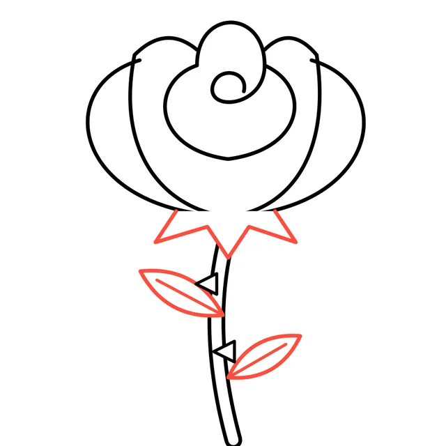 rose drawing, step 6