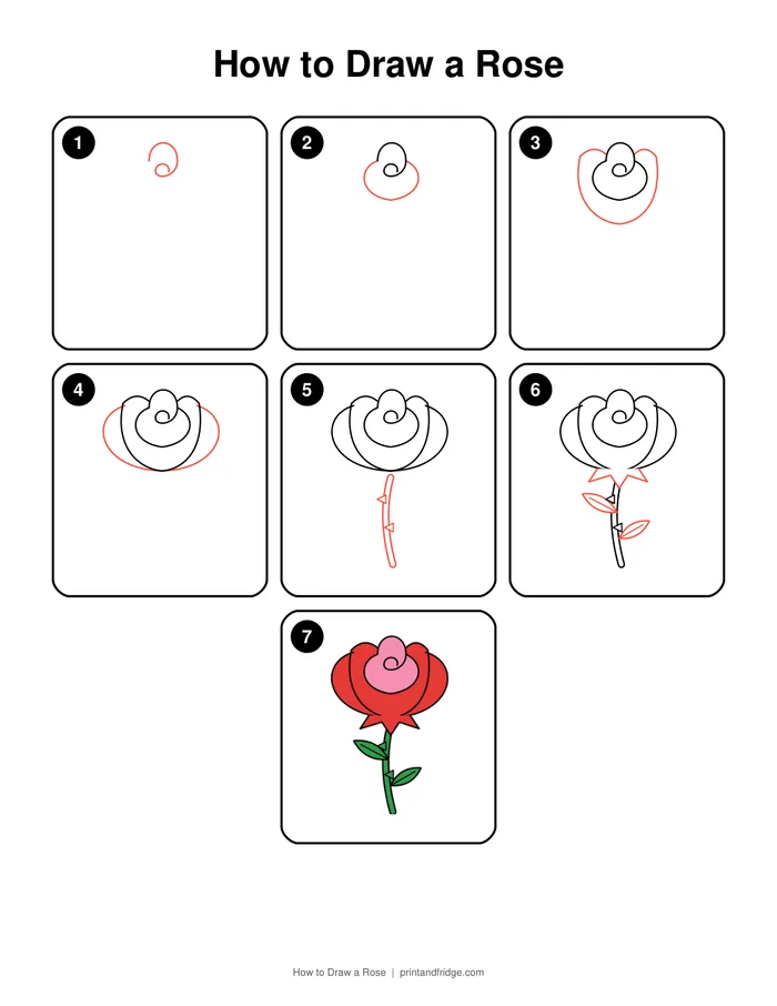 how to draw a rose printable worksheet