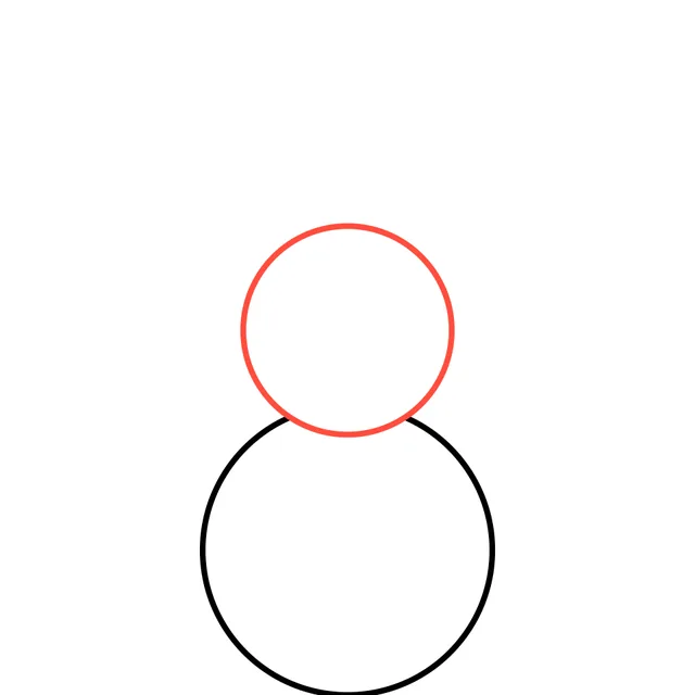 snowman drawing, step 2