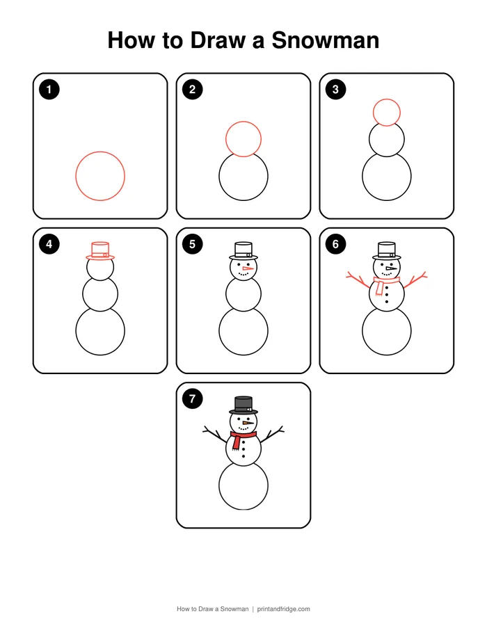 how to draw a snowman printable worksheet