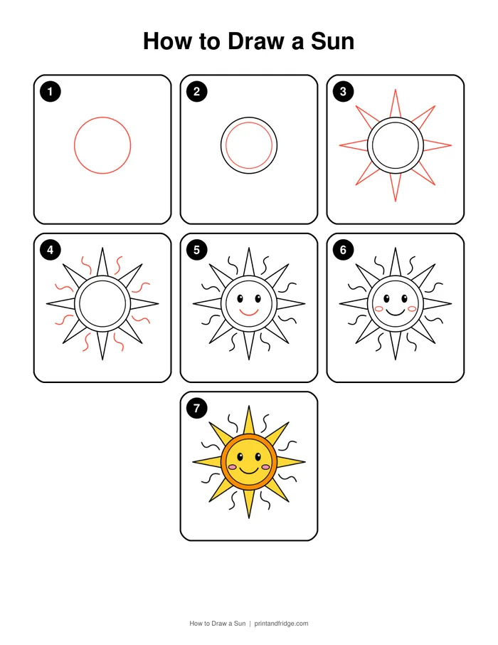 how to draw a sun printable worksheet