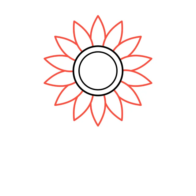 sunflower drawing, step 3