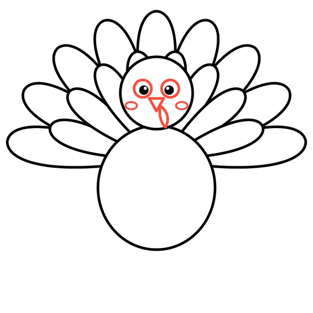 turkey drawing, step 4