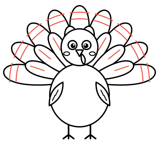 turkey drawing, step 6