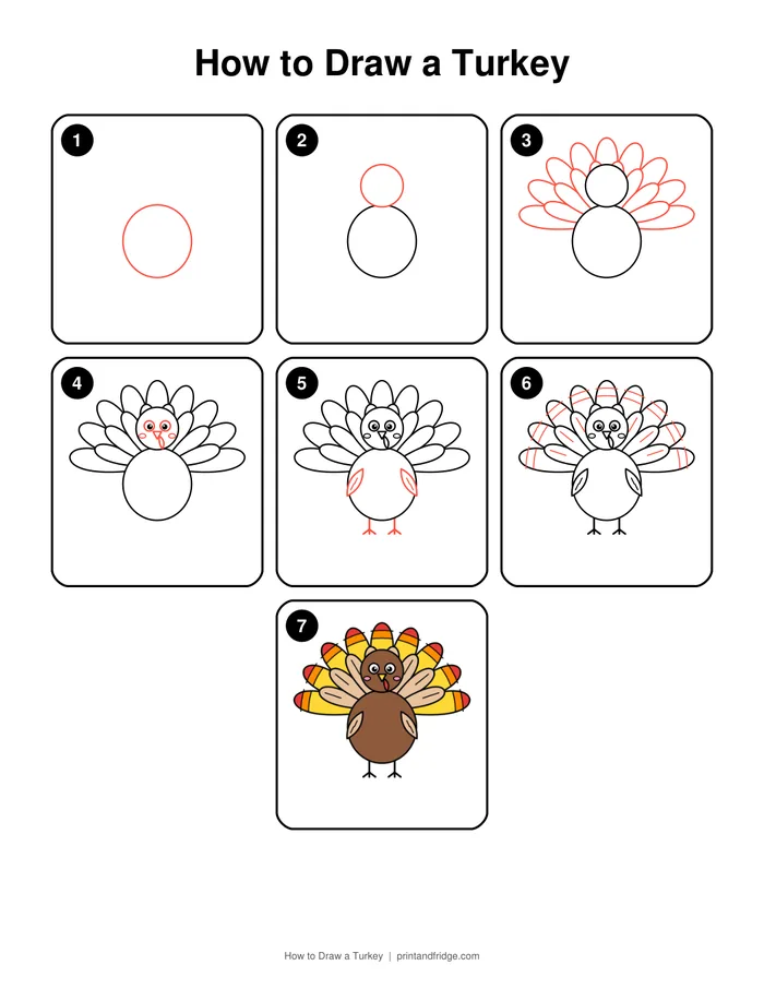 how to draw a turkey printable worksheet